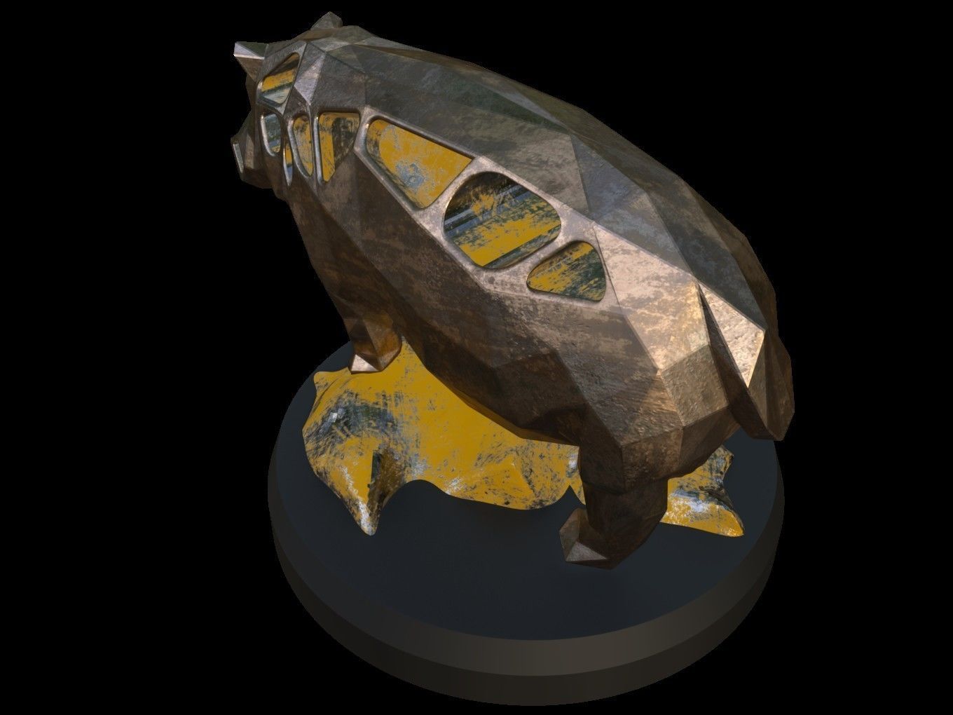 Steampunk Hippo Rock Low-poly 3D model_3