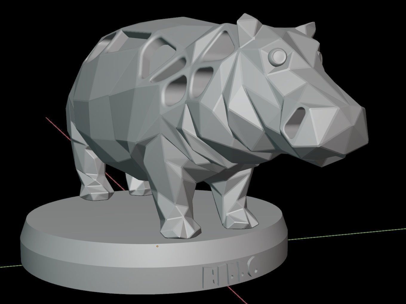 Steampunk Hippo Low-poly 3D model_13