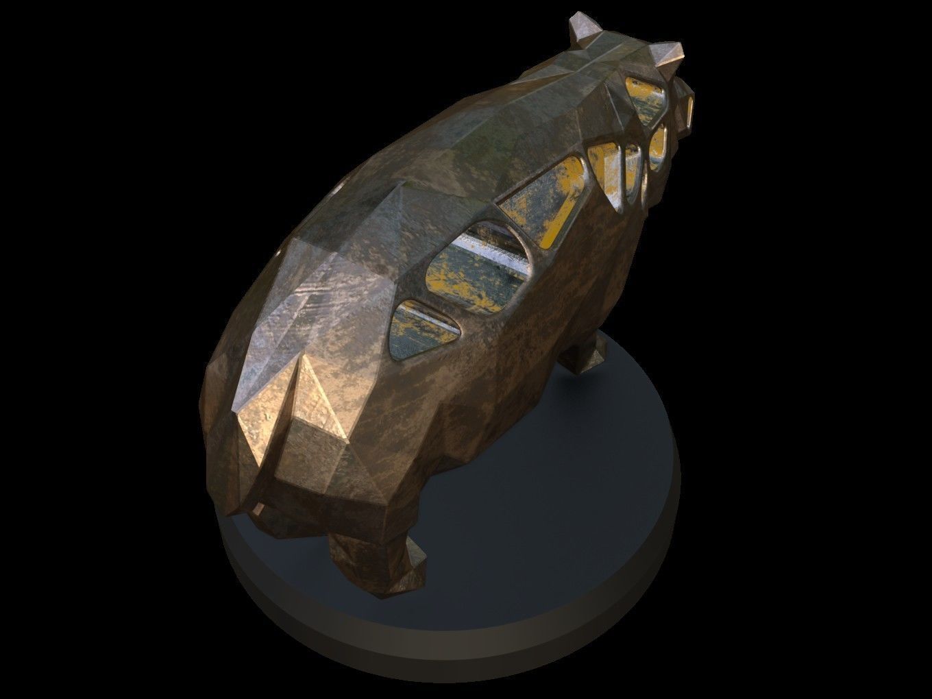 Steampunk Hippo Low-poly 3D model_5