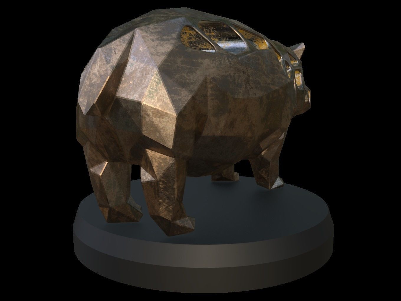 Steampunk Hippo Low-poly 3D model_4