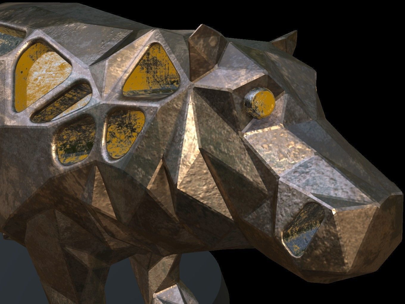 Steampunk Hippo Low-poly 3D model_11