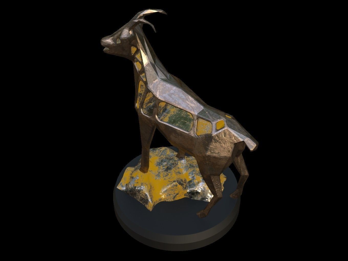 Steampunk Goat Rock Low-poly 3D model_3
