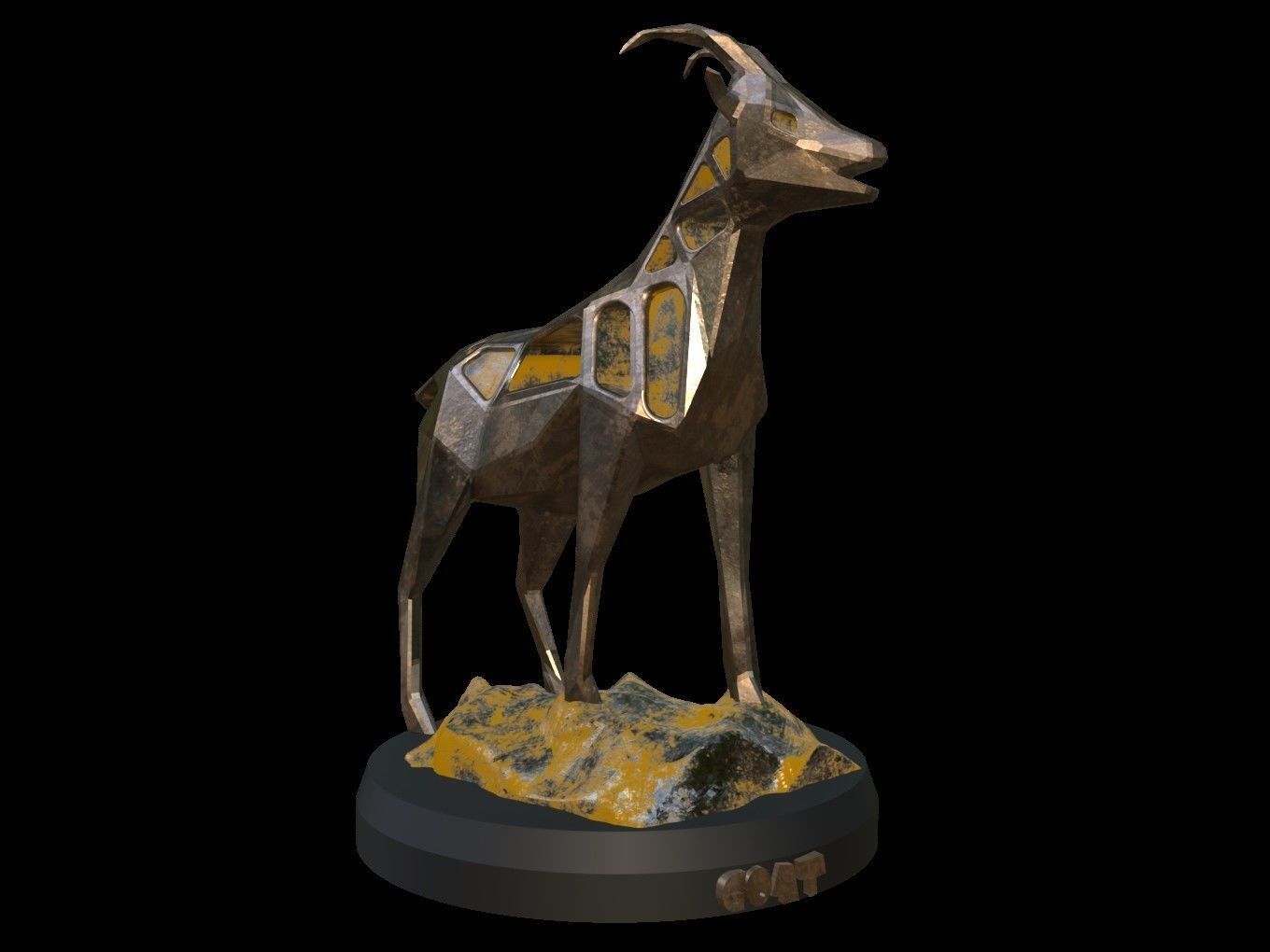 Steampunk Goat Rock Low-poly 3D model_8