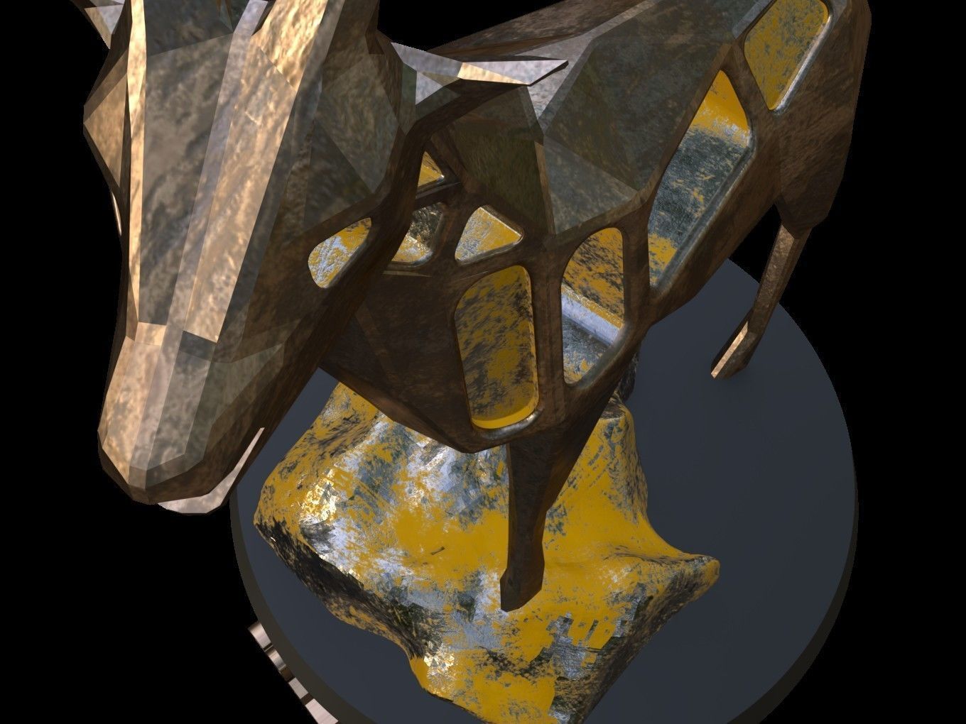 Steampunk Goat Rock Low-poly 3D model_12
