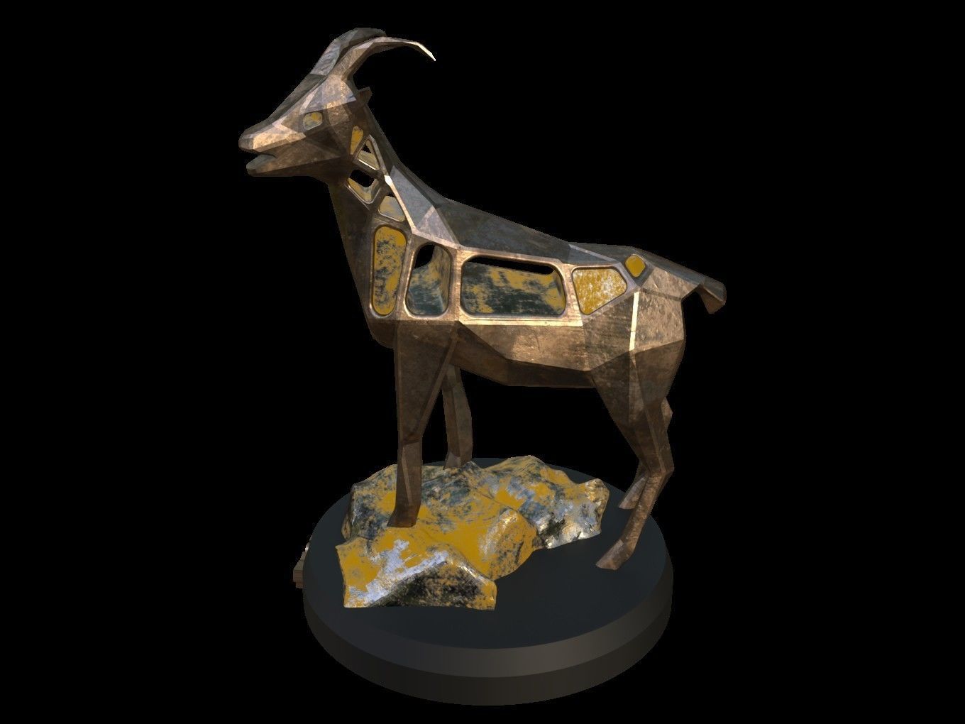 Steampunk Goat Rock Low-poly 3D model_2