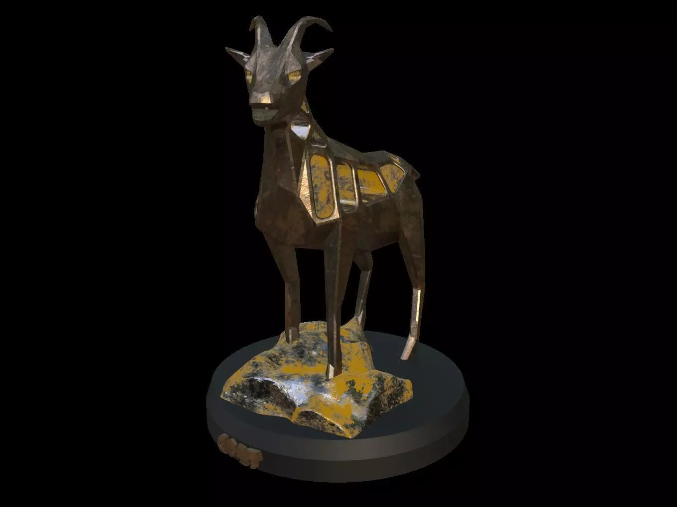 Steampunk Goat Rock Low-poly 3D model_0