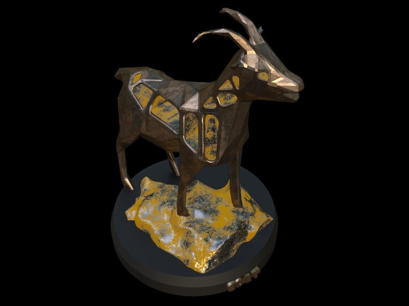Steampunk Goat Rock Low-poly 3D model_9
