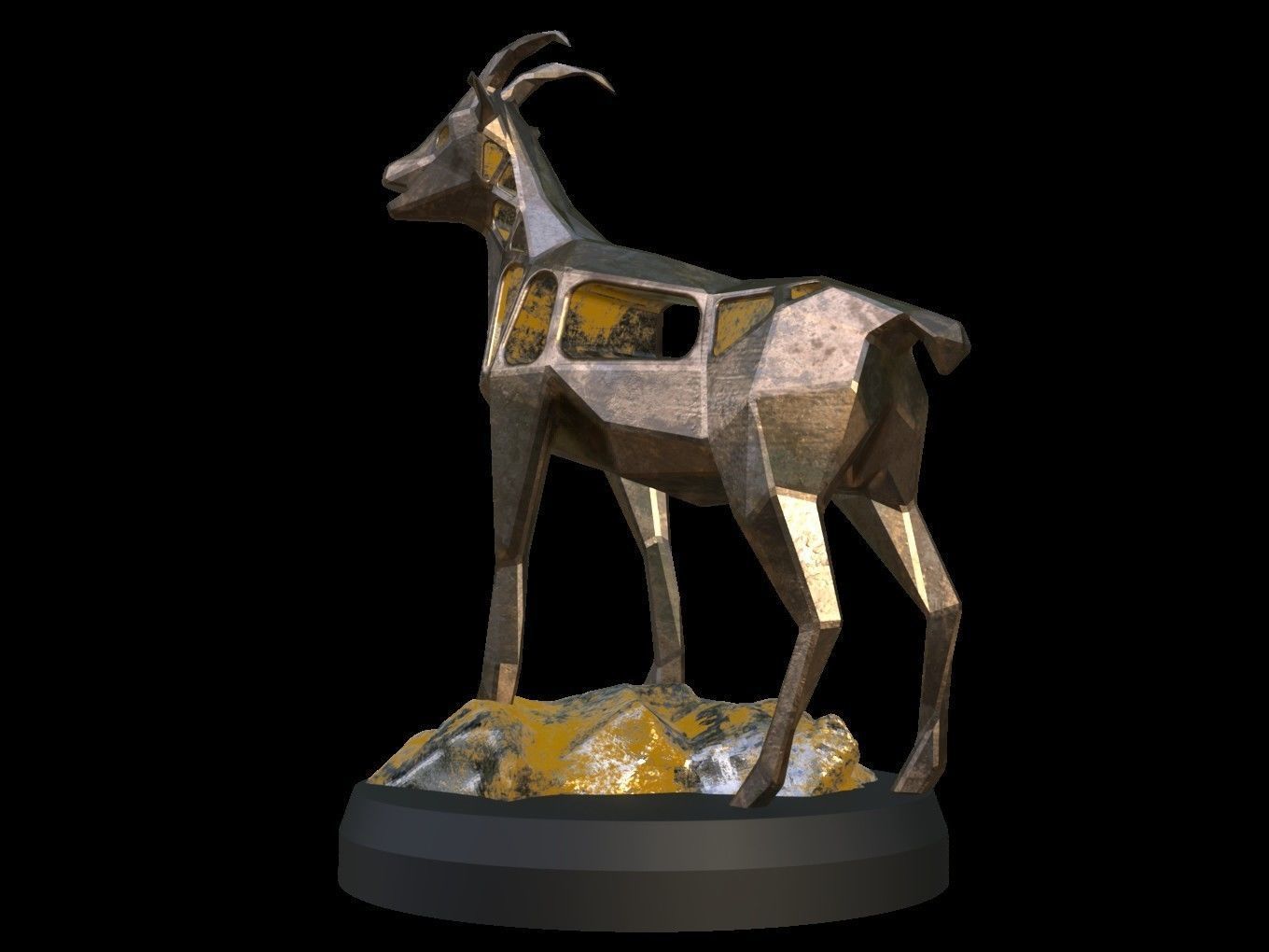 Steampunk Goat Rock Low-poly 3D model_4