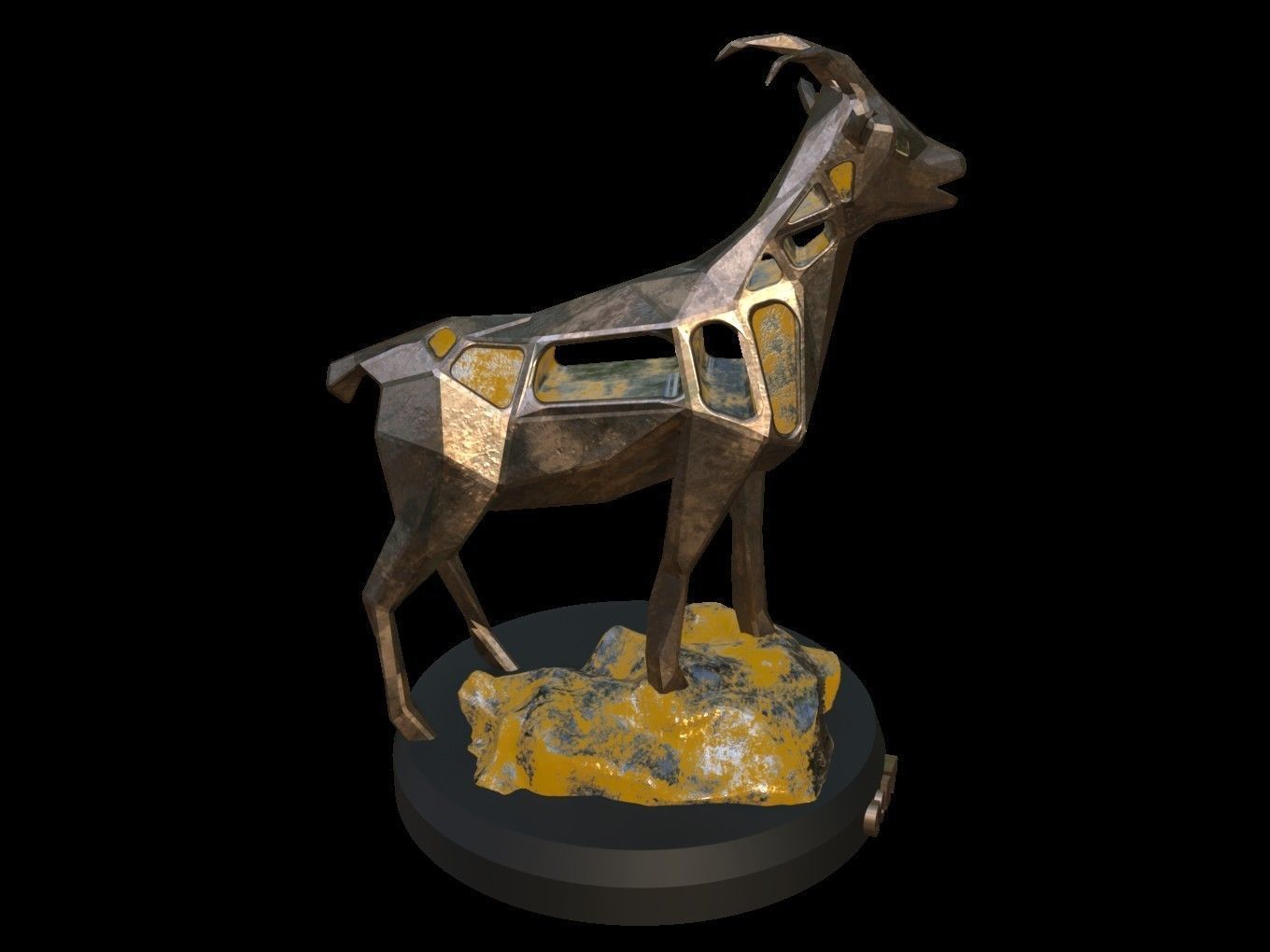 Steampunk Goat Rock Low-poly 3D model_7