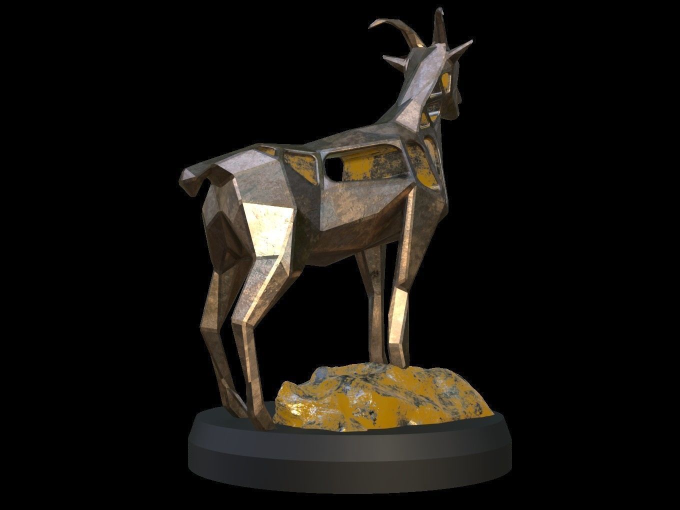 Steampunk Goat Rock Low-poly 3D model_5