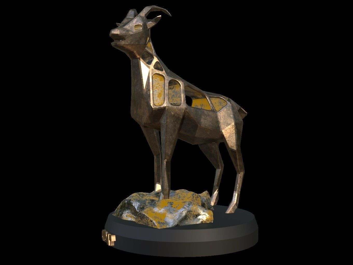 Steampunk Goat Rock Low-poly 3D model_1