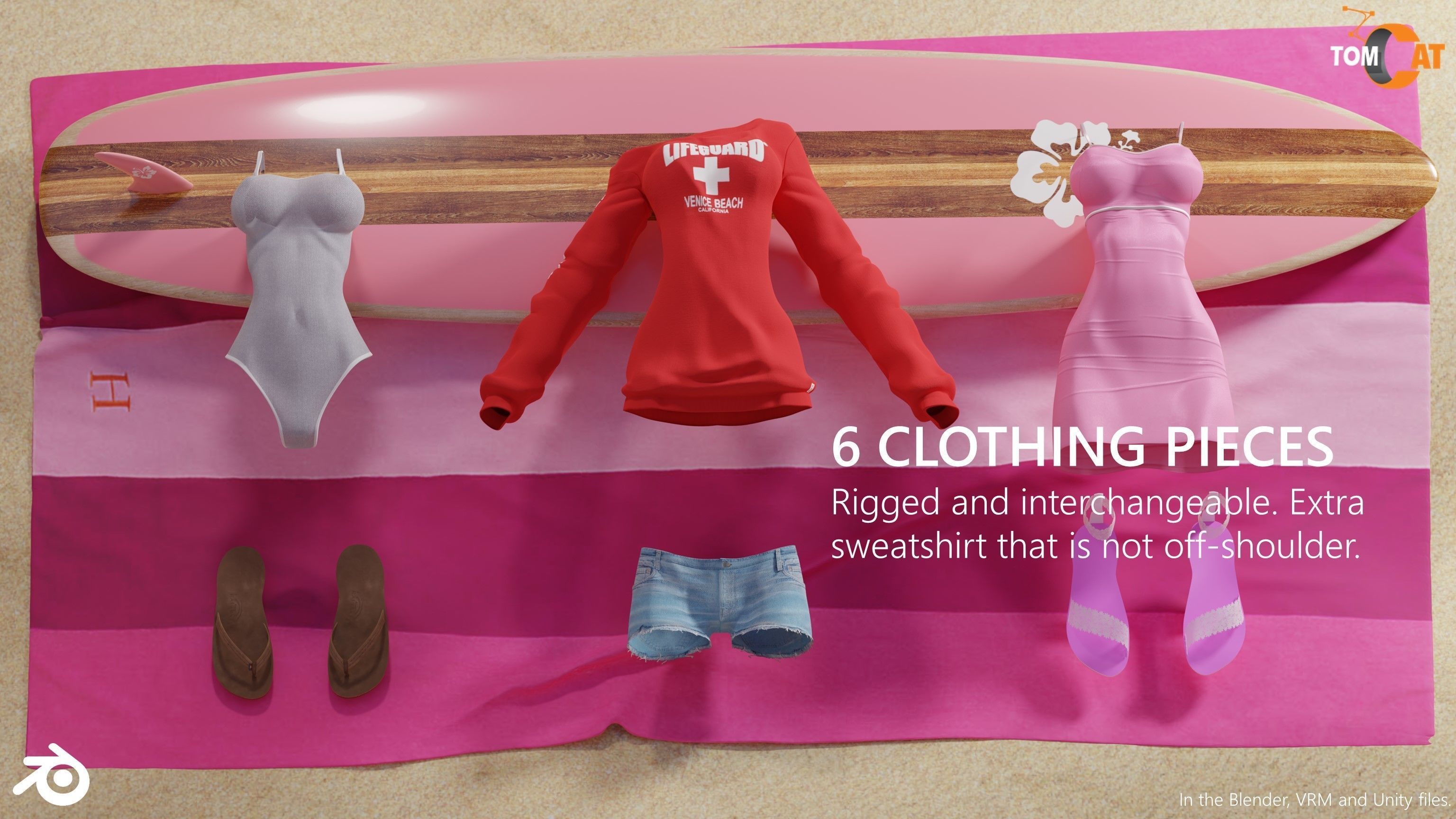 California Girl Rigged Character for Blender and Vtubing 3D model_15