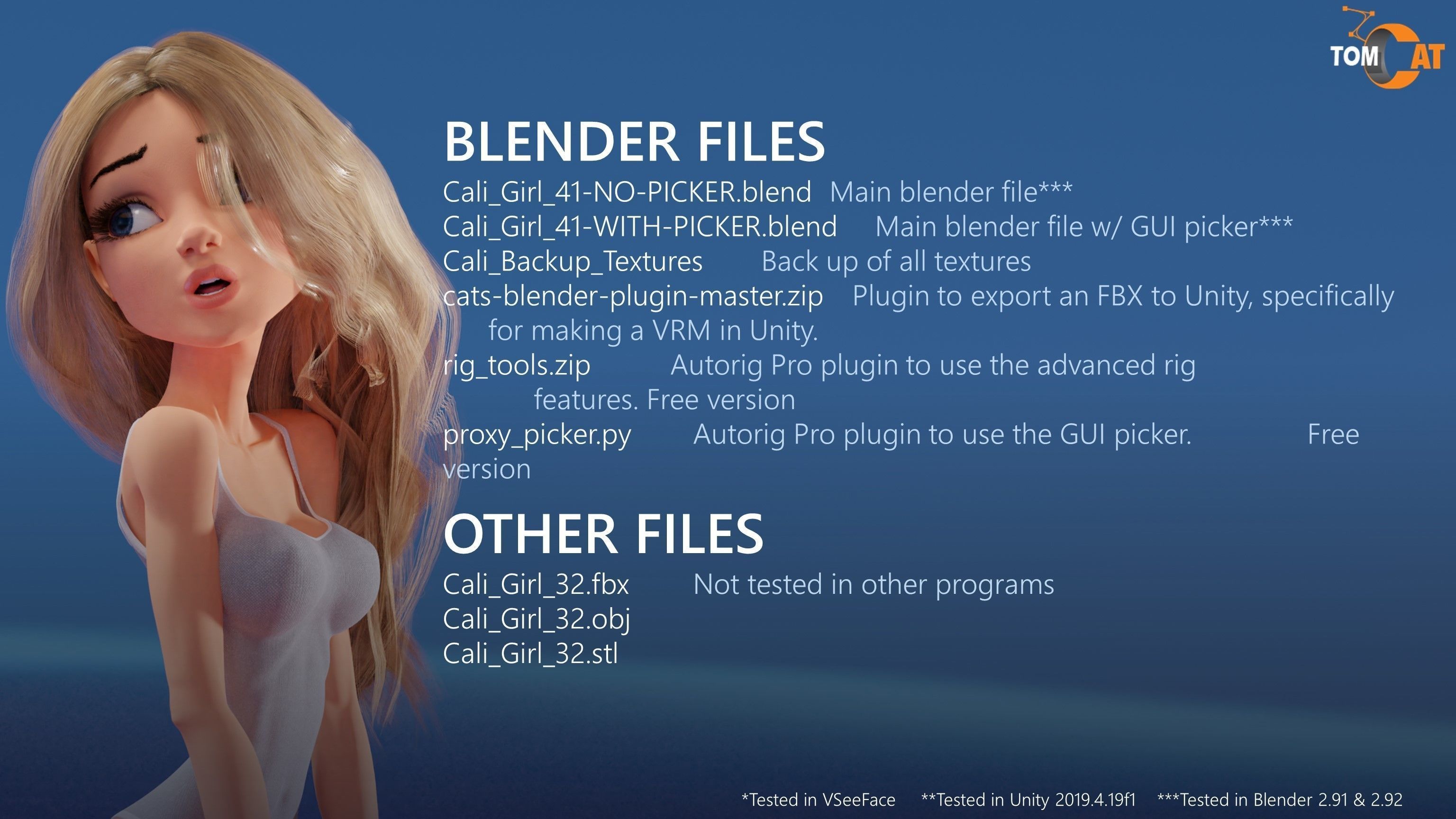 California Girl Rigged Character for Blender and Vtubing 3D model_21