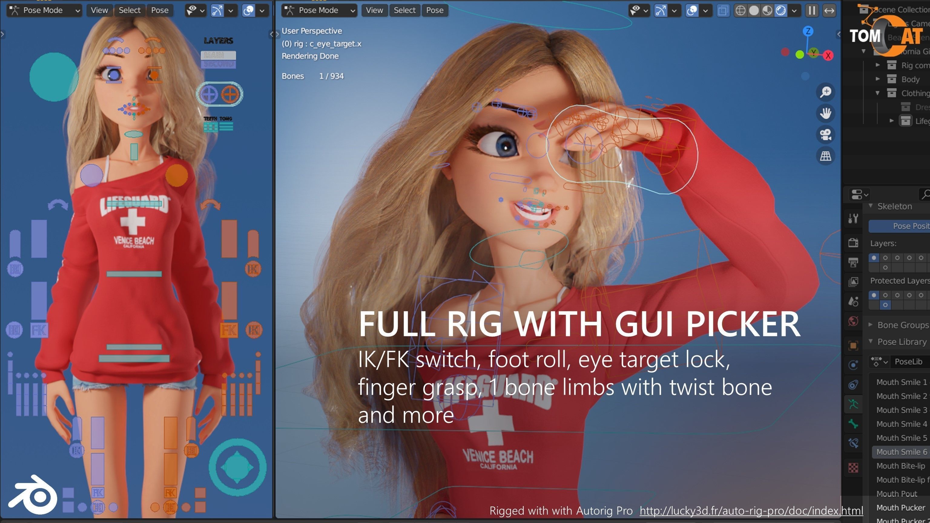 California Girl Rigged Character for Blender and Vtubing 3D model_9