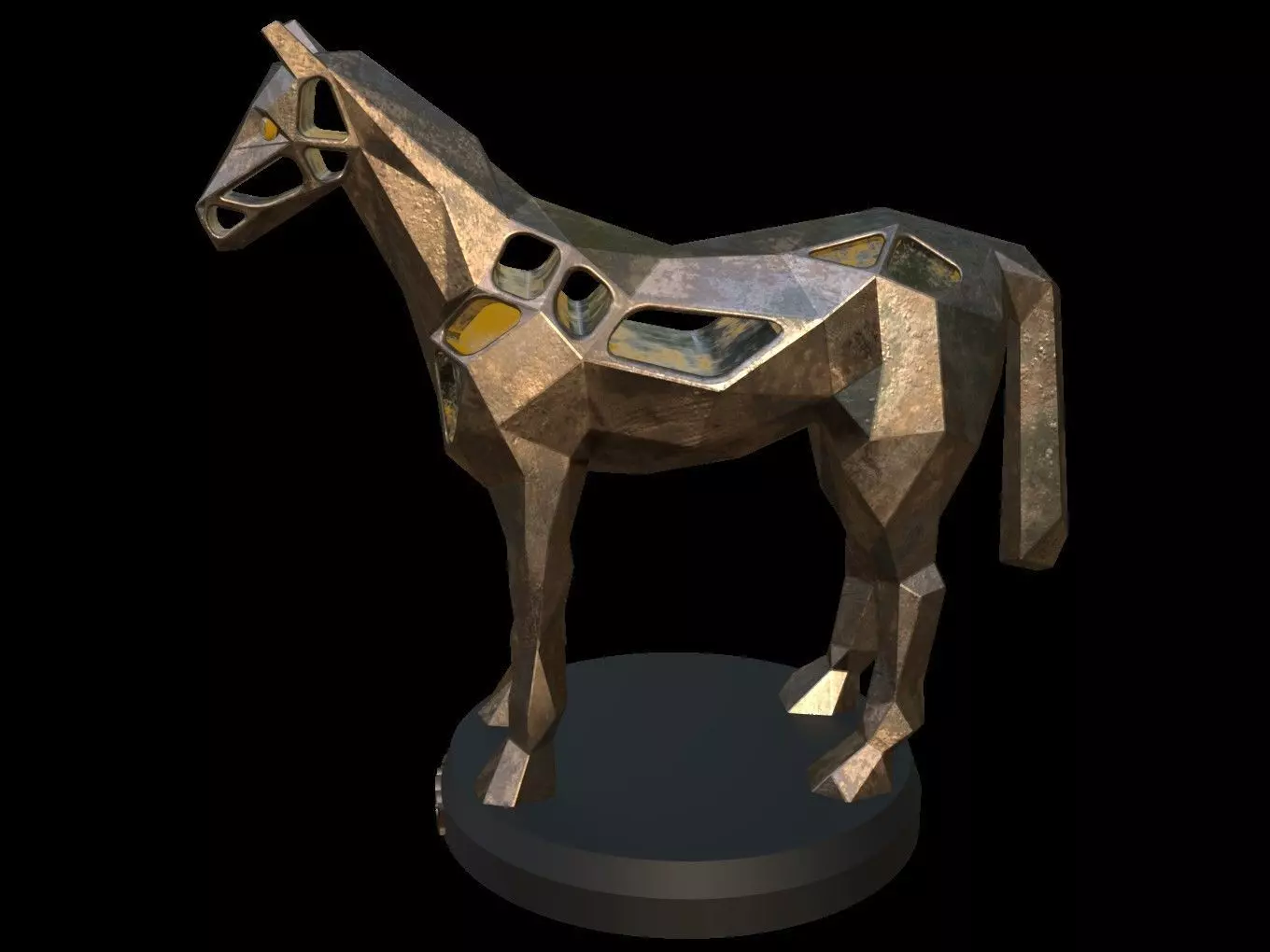 Steampunk Horse Low-poly 3D model_0