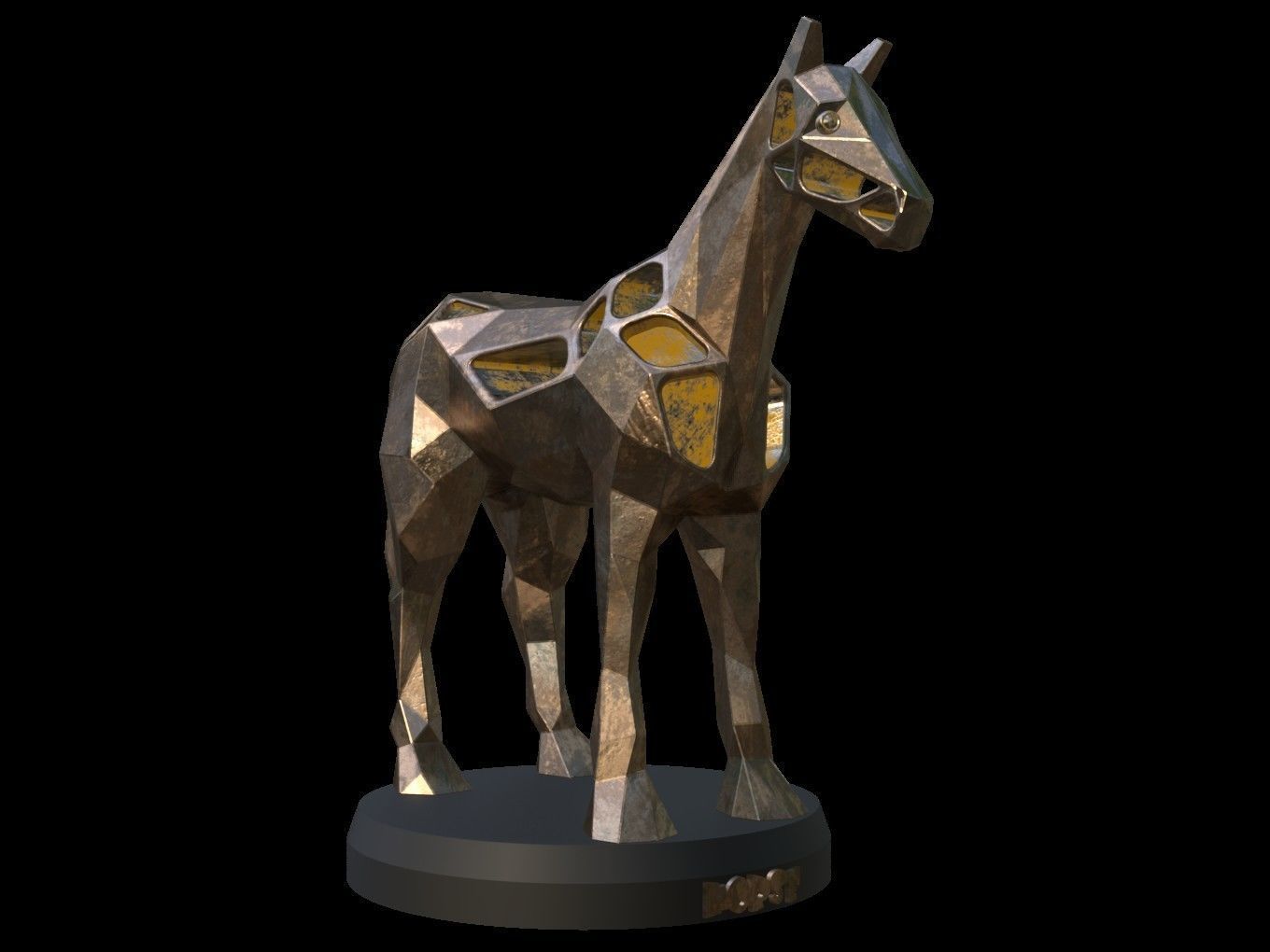 Steampunk Horse Low-poly 3D model_9