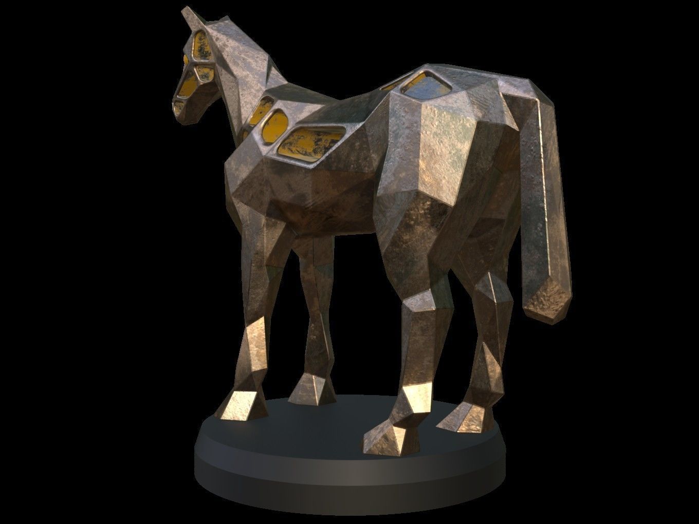 Steampunk Horse Low-poly 3D model_4