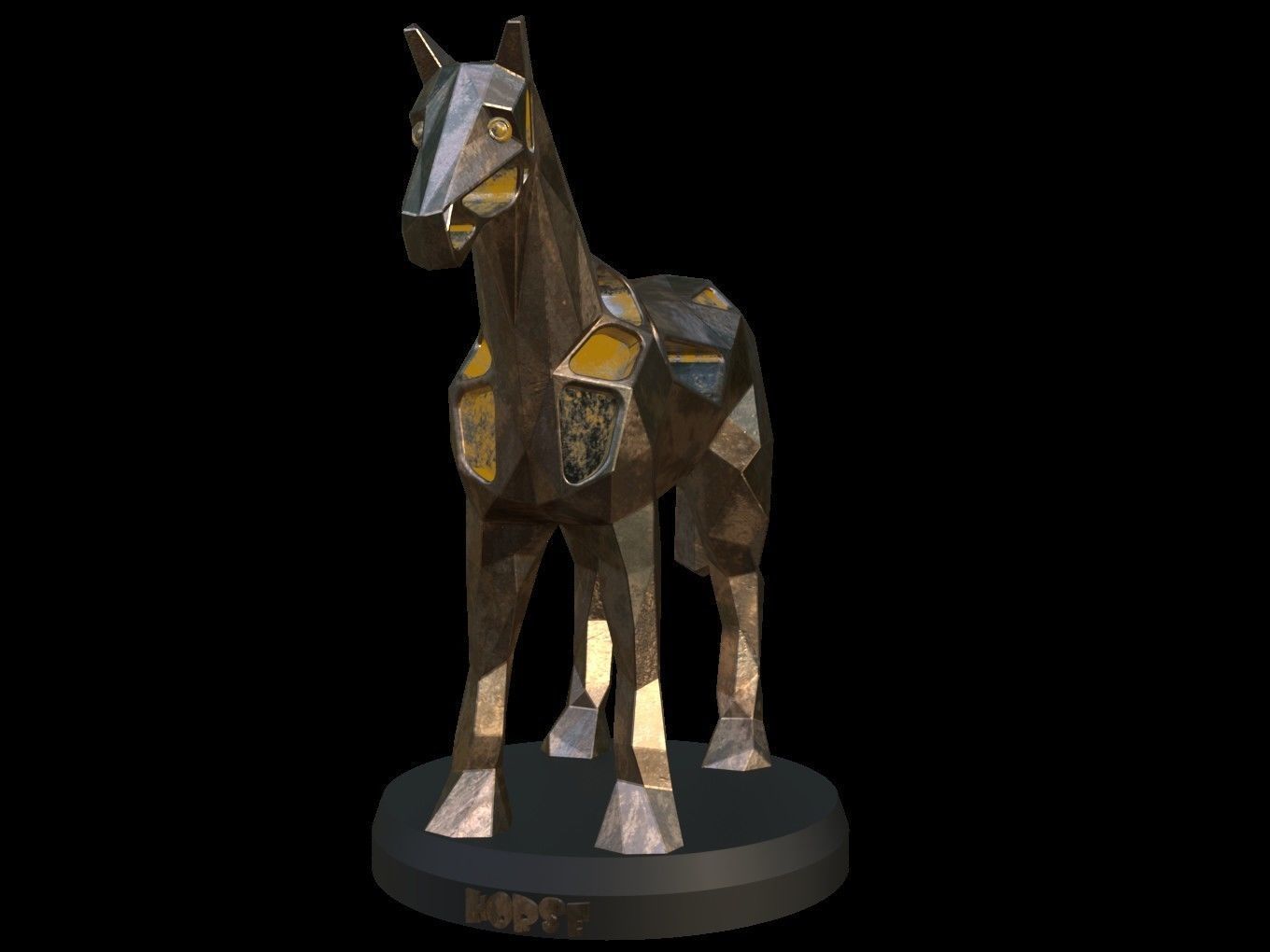Steampunk Horse Low-poly 3D model_1