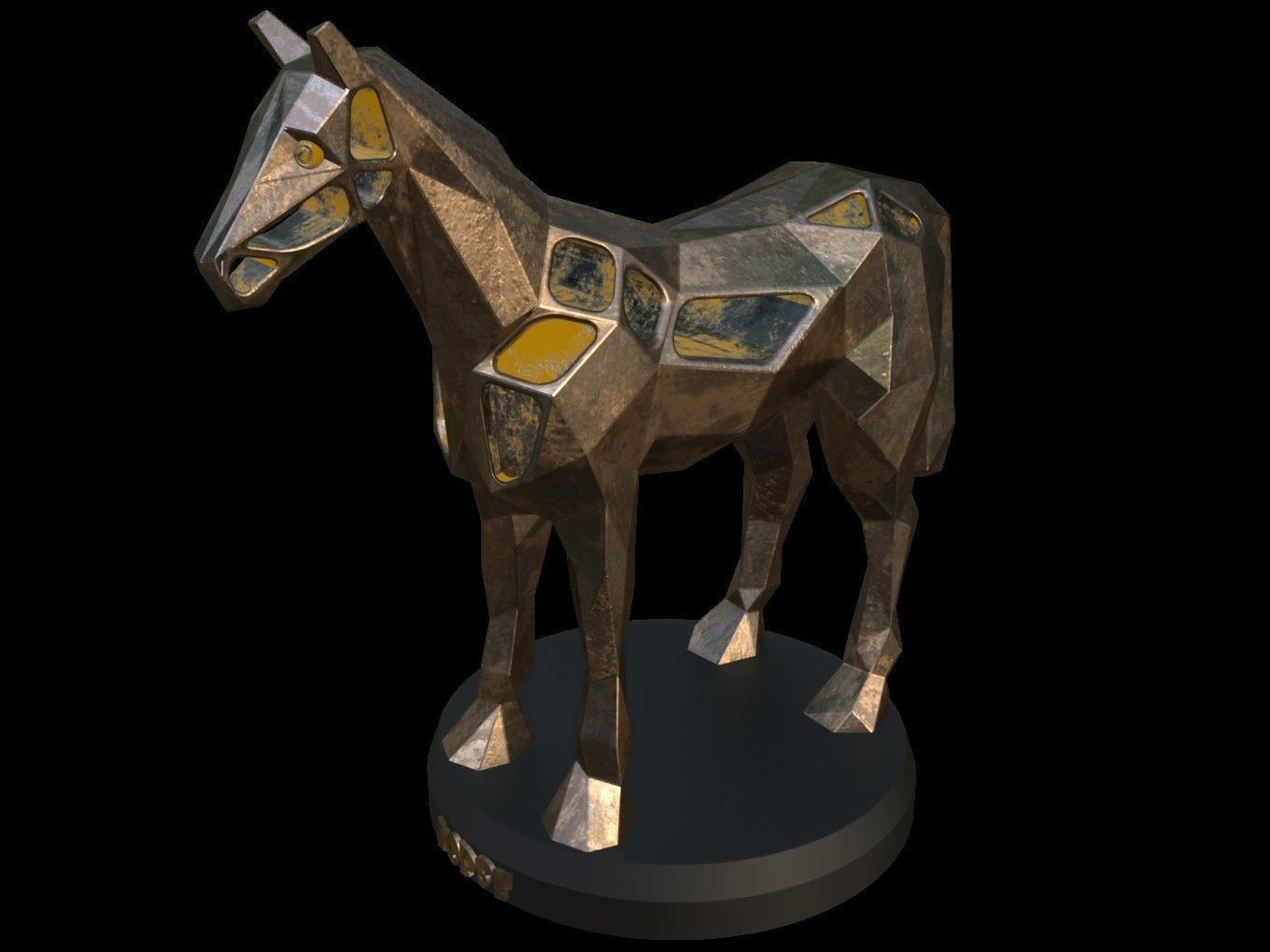Steampunk Horse Low-poly 3D model_2