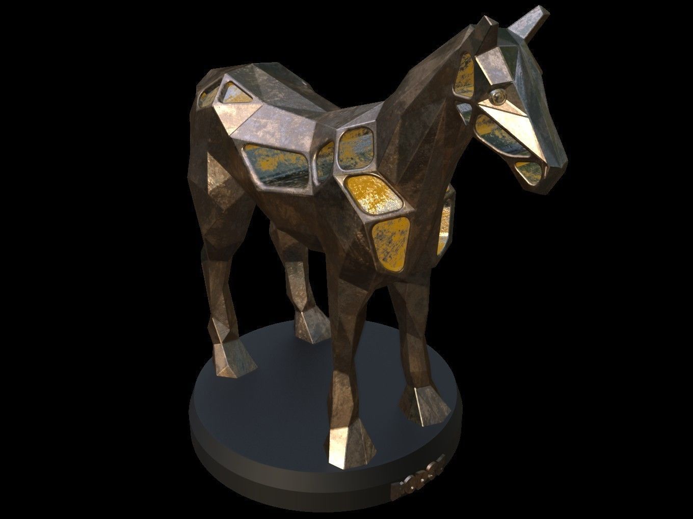 Steampunk Horse Low-poly 3D model_8