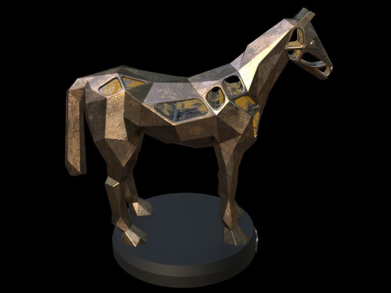 Steampunk Horse Low-poly 3D model_7