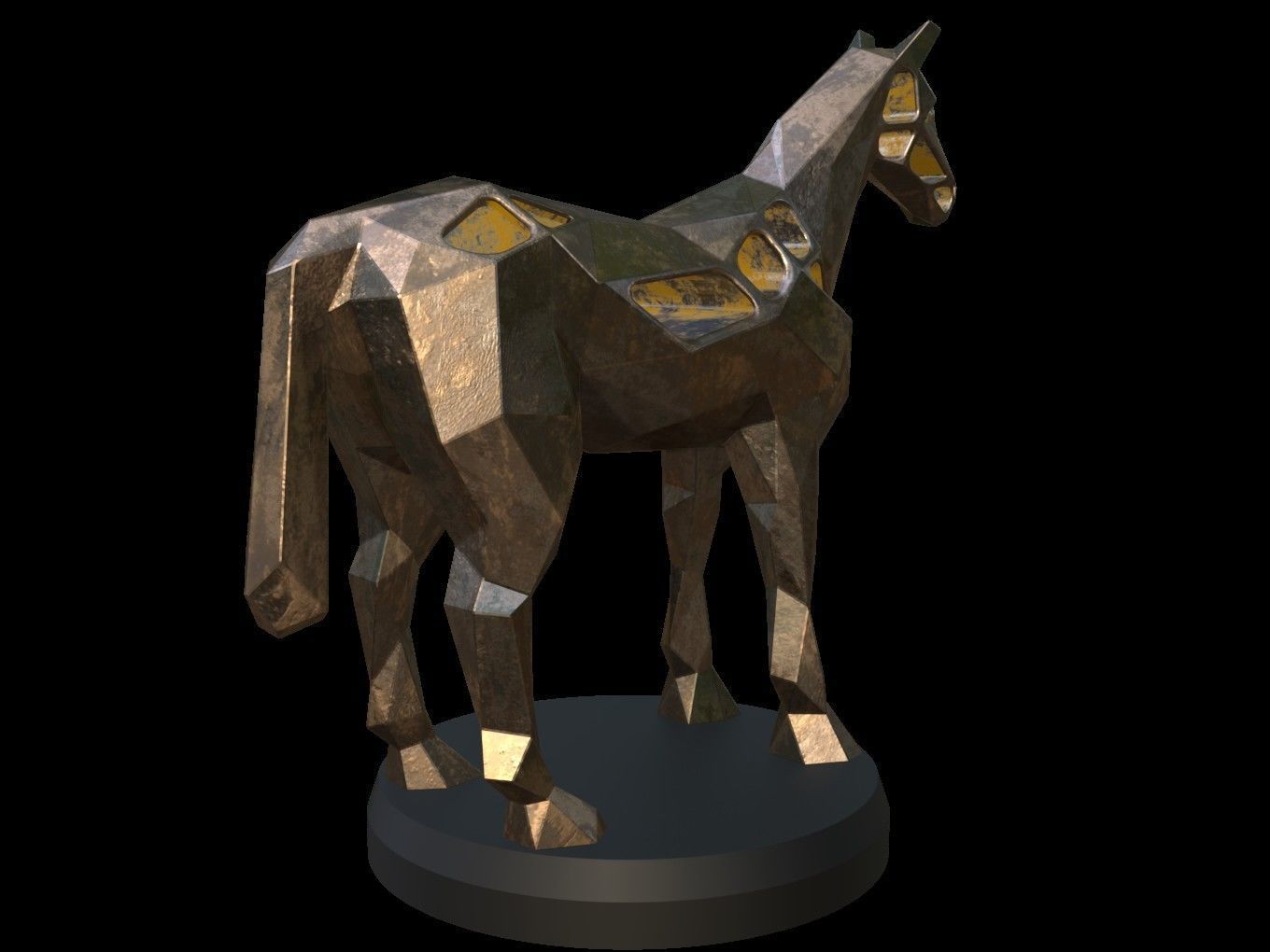 Steampunk Horse Low-poly 3D model_5