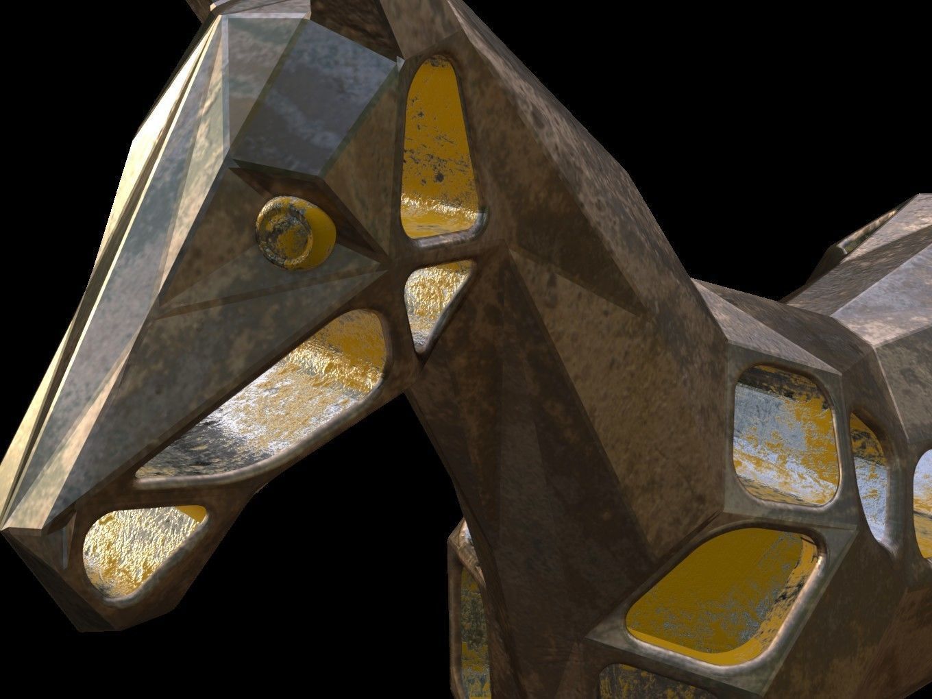 Steampunk Horse Low-poly 3D model_11