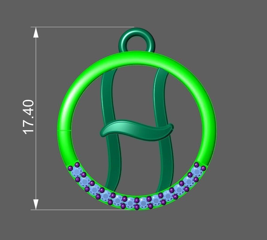 Initial Letter Pendant H 3D print model_2