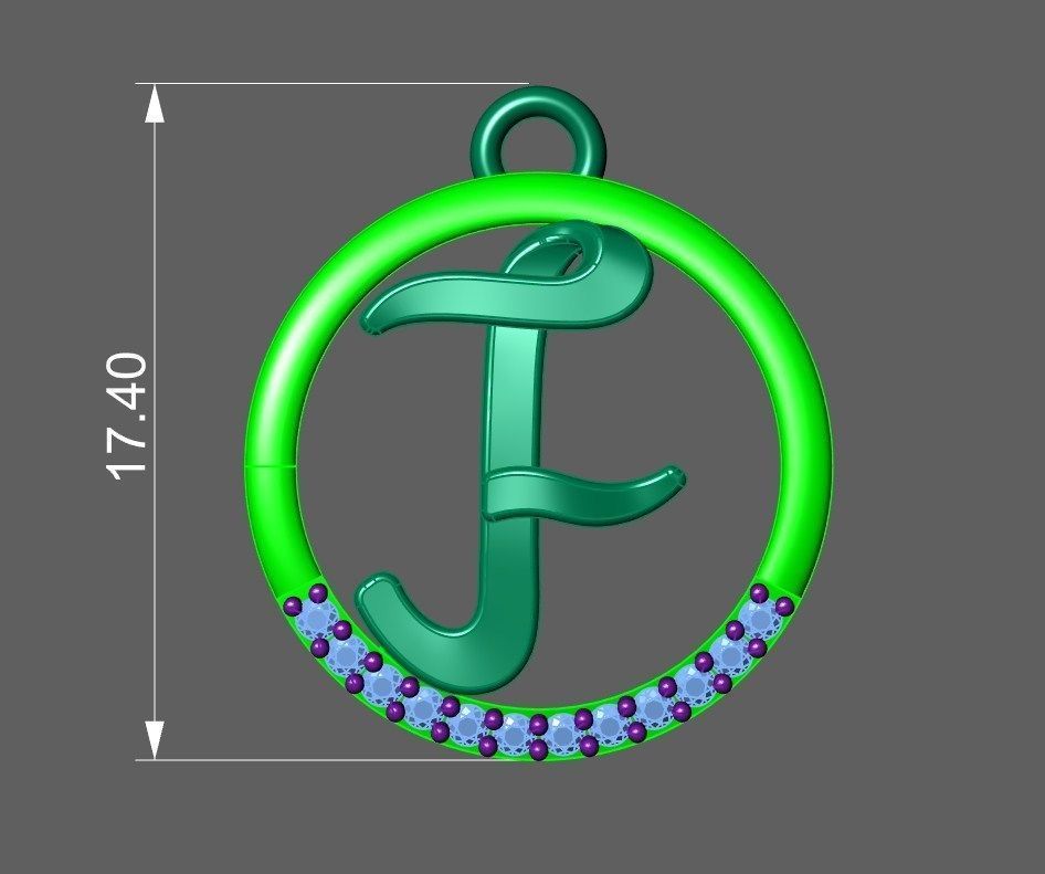 Initial Letter Pendant F 3D print model_2