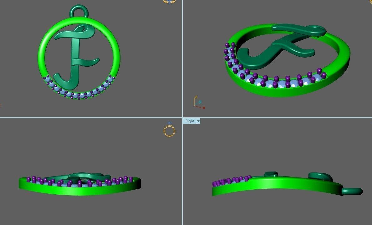 Initial Letter Pendant F 3D print model_1