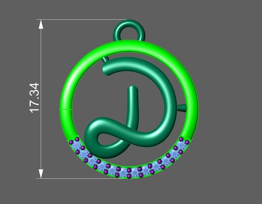 Initial Letter Pendant D 3D print model_2