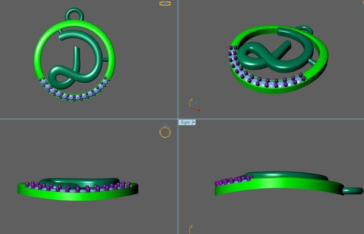 Initial Letter Pendant D 3D print model_1