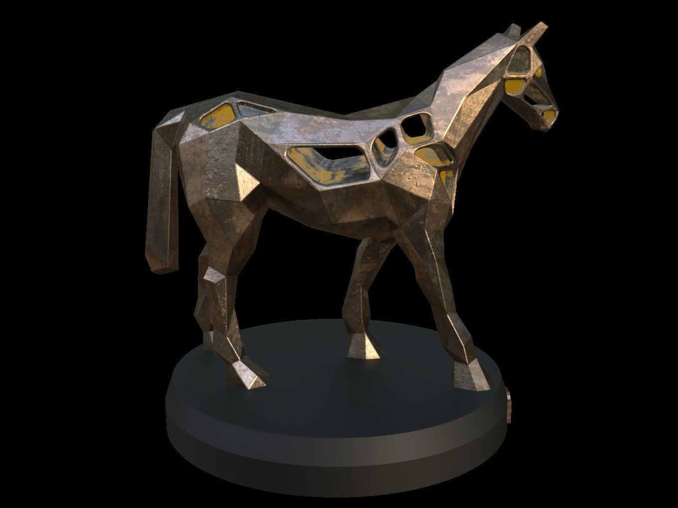 Steampunk Horse Pose Low-poly 3D model_6