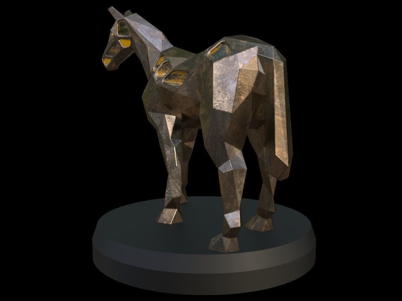 Steampunk Horse Pose Low-poly 3D model_3