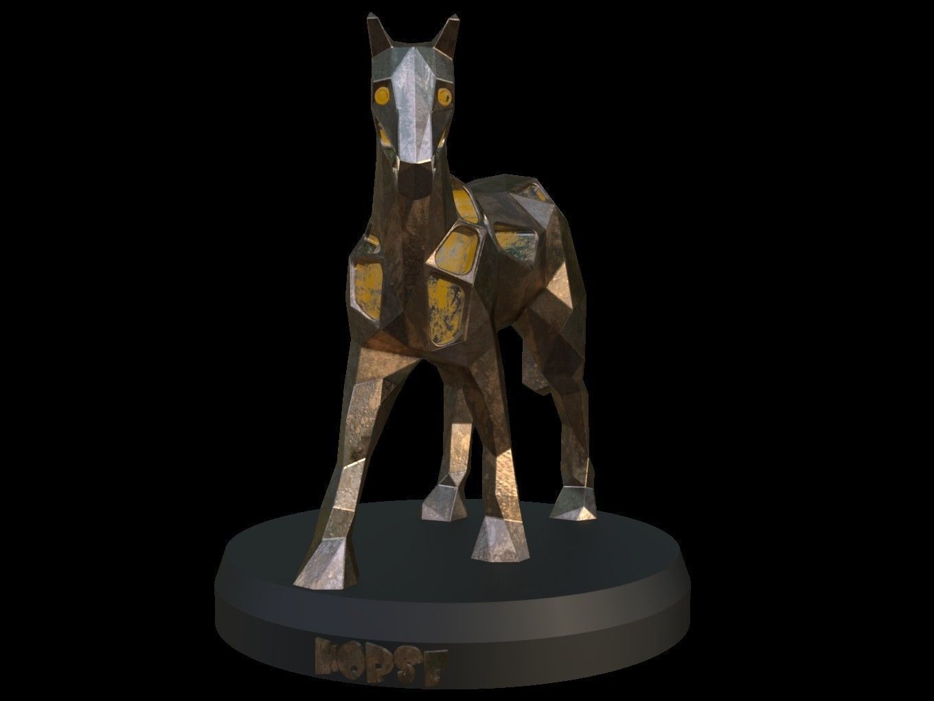 Steampunk Horse Pose Low-poly 3D model_10