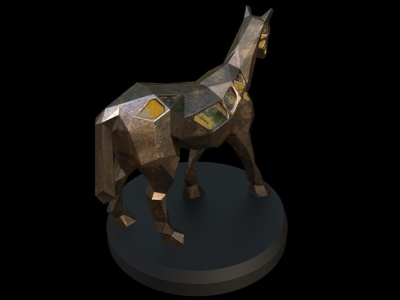 Steampunk Horse Pose Low-poly 3D model_5