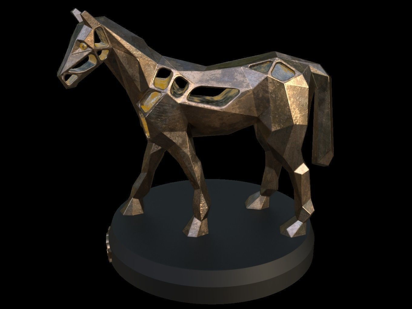 Steampunk Horse Pose Low-poly 3D model_1