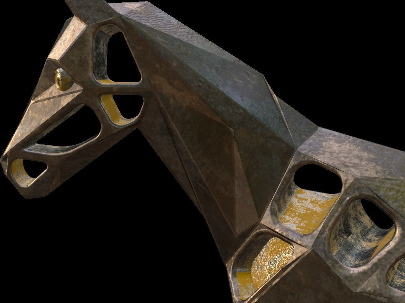 Steampunk Horse Pose Low-poly 3D model_11