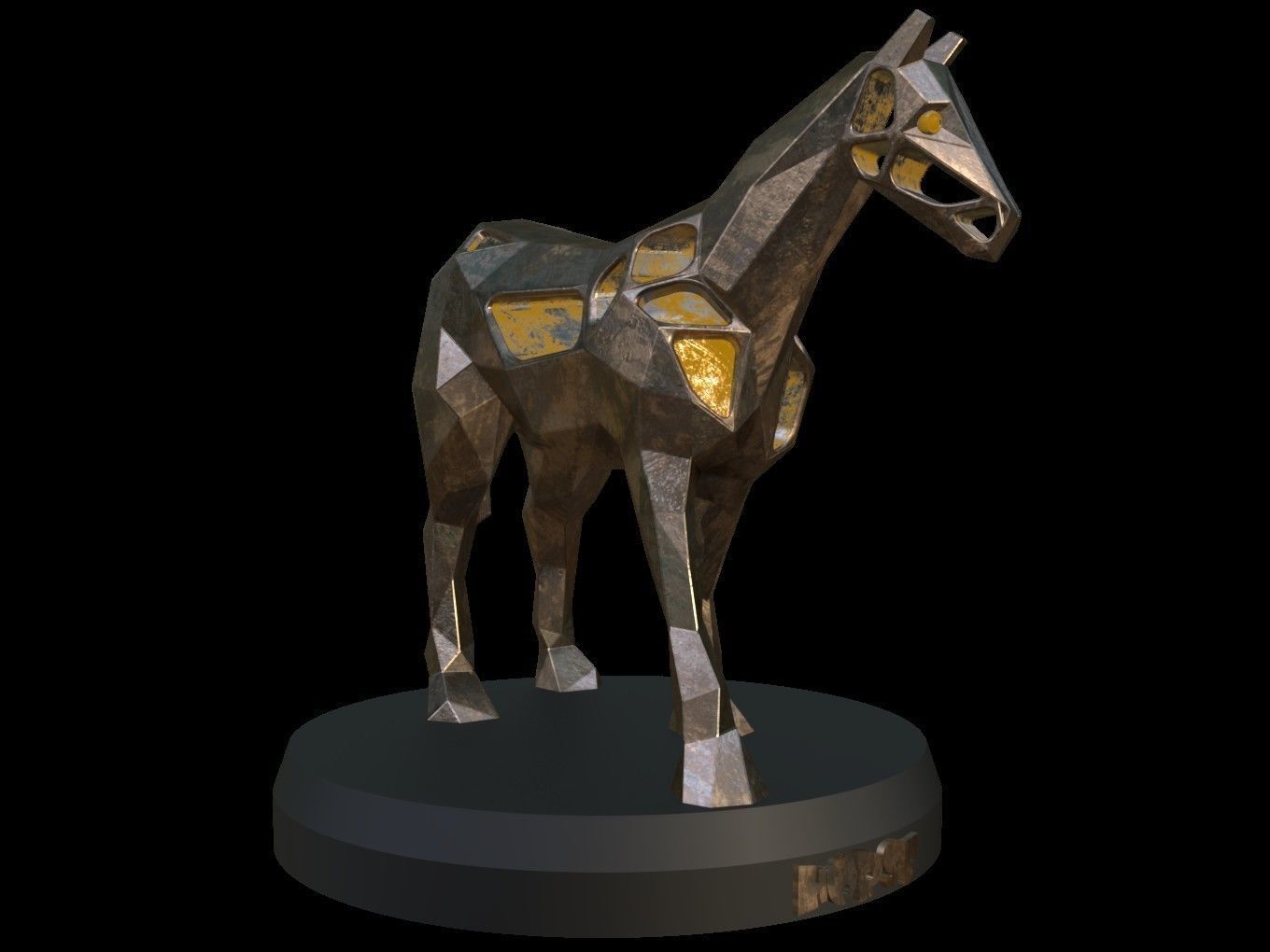 Steampunk Horse Pose Low-poly 3D model_8