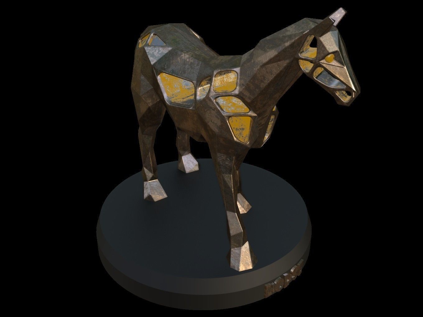 Steampunk Horse Pose Low-poly 3D model_7