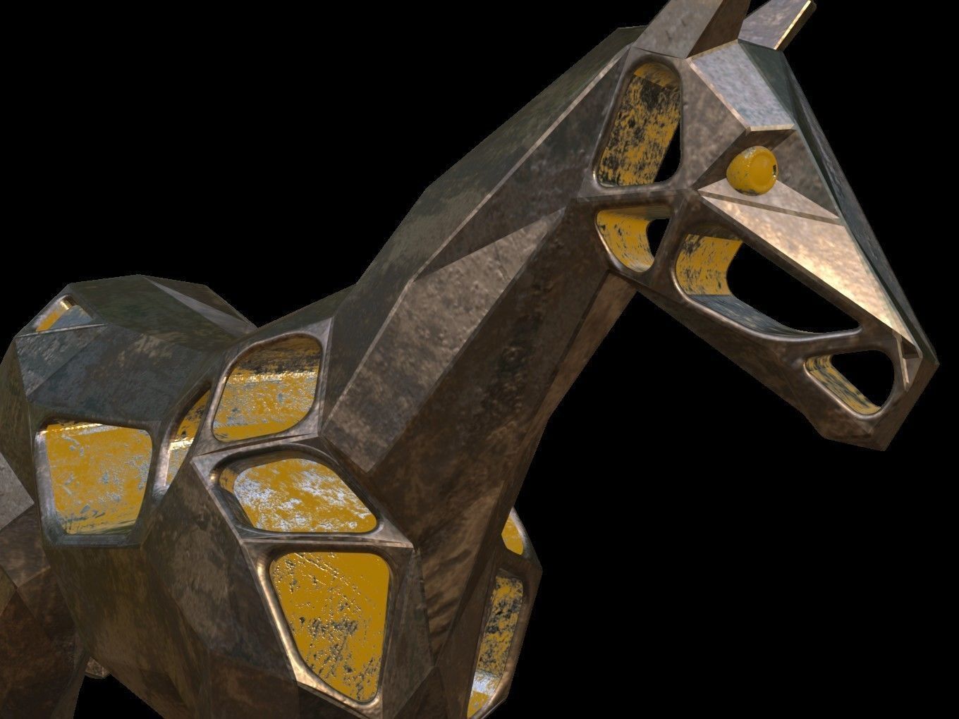 Steampunk Horse Pose Low-poly 3D model_9