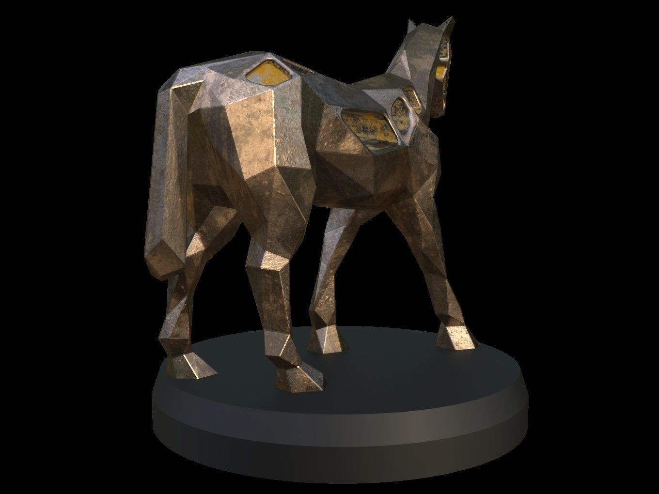 Steampunk Horse Pose Low-poly 3D model_4