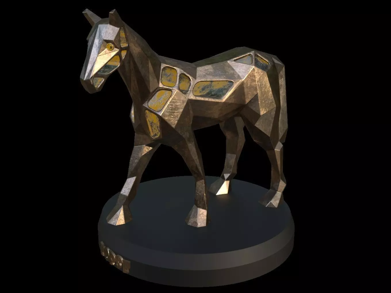 Steampunk Horse Pose Low-poly 3D model_0