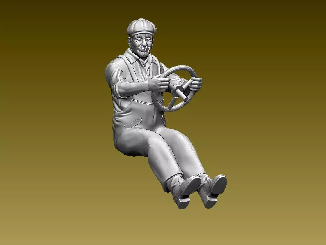 driver figure of man on steering wheel 3D print model