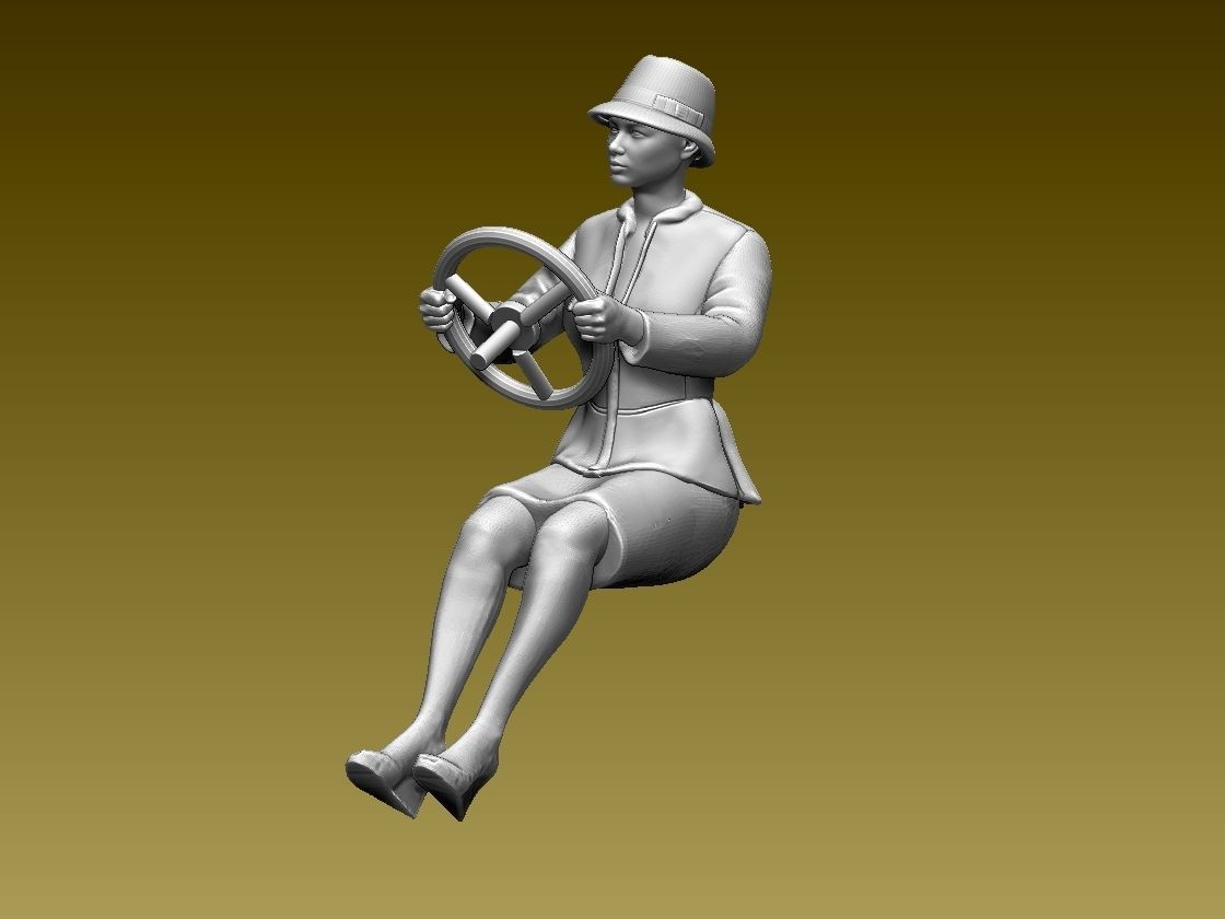 driver woman on steering wheel 3D print model_43