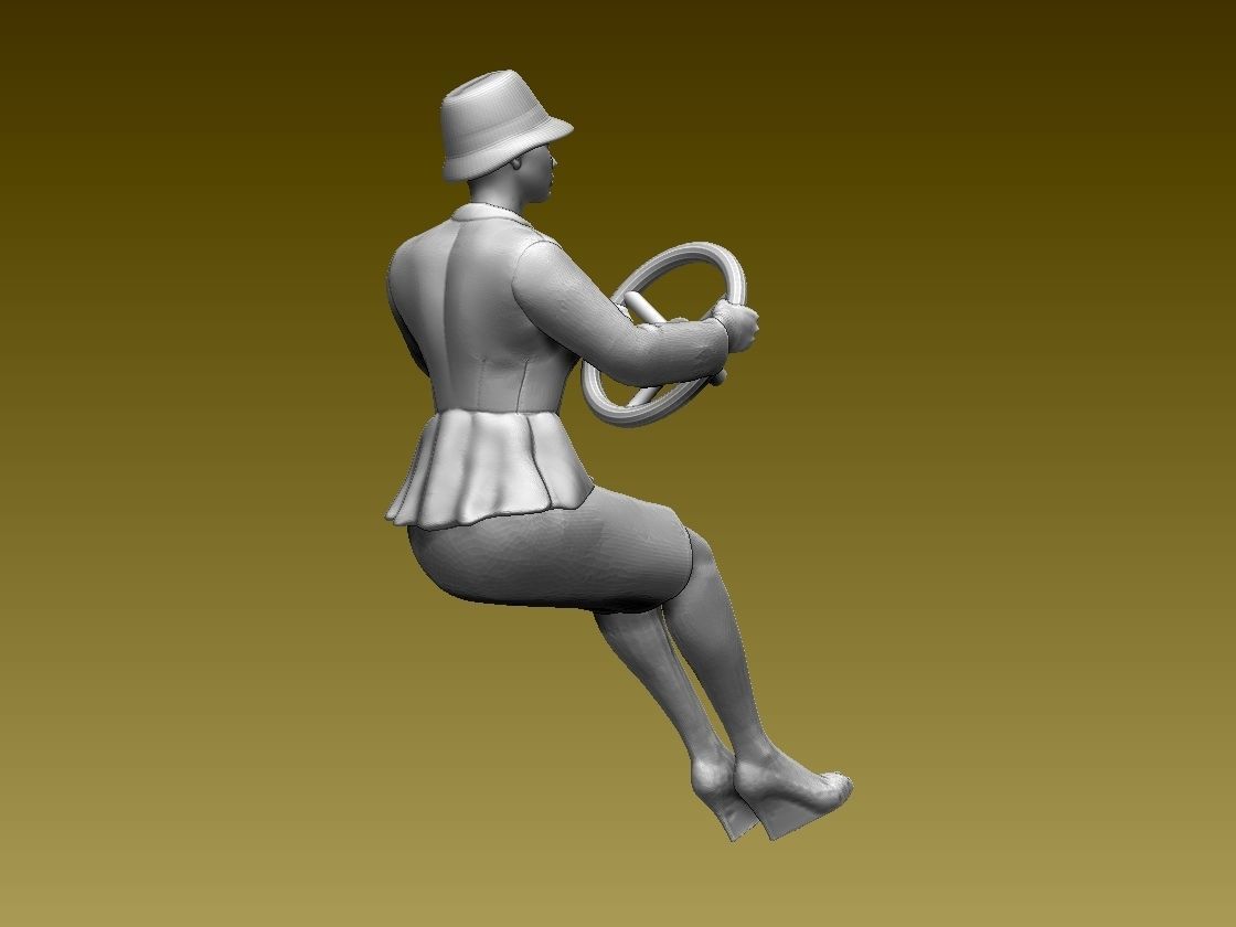 driver woman on steering wheel 3D print model_19