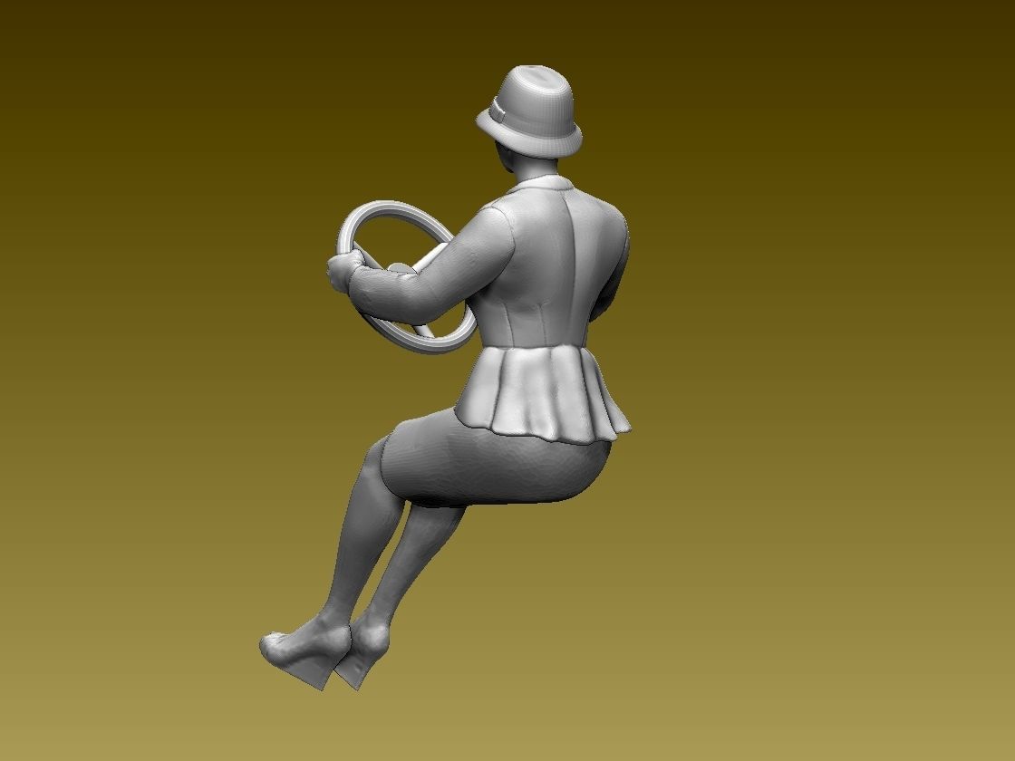 driver woman on steering wheel 3D print model_8