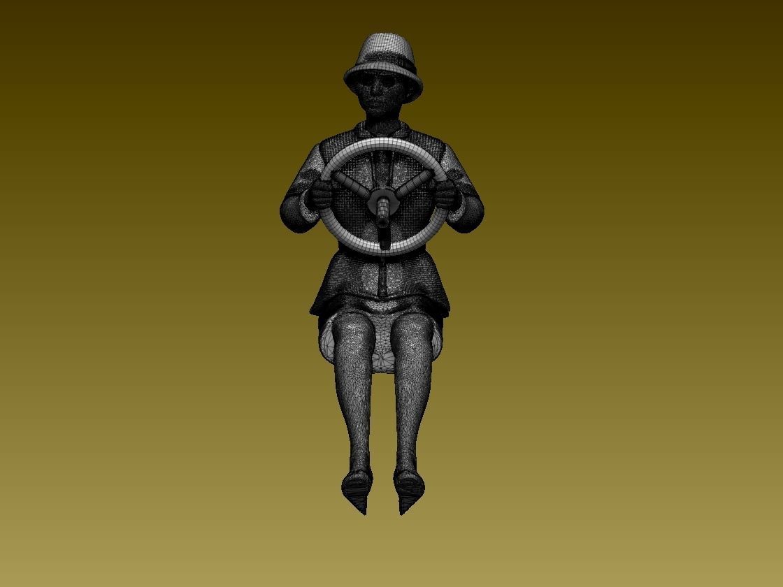 driver woman on steering wheel 3D print model_46