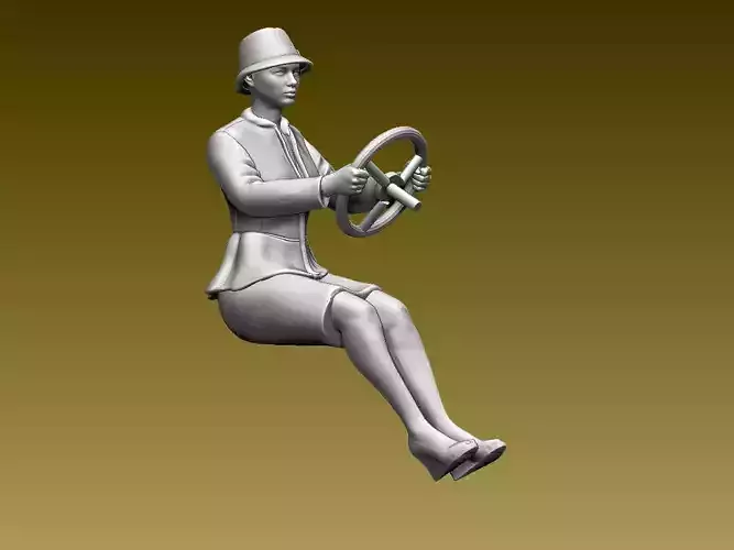 driver woman on steering wheel 3D print model