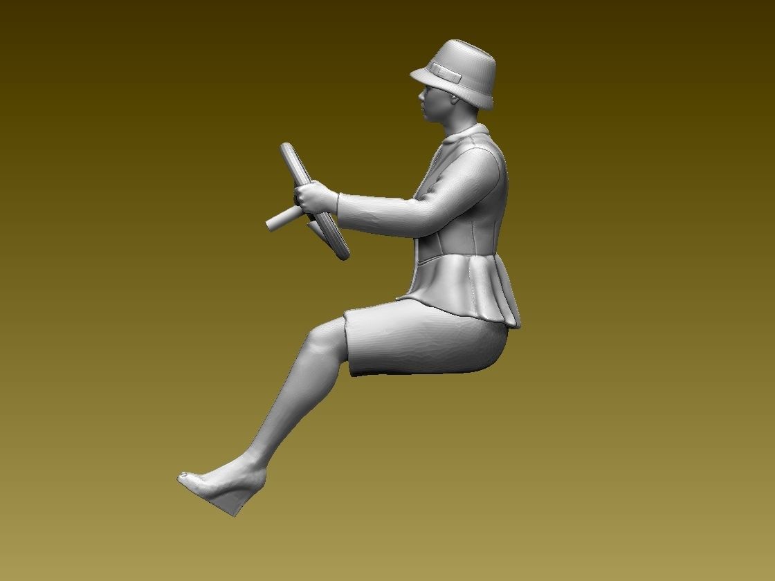 driver woman on steering wheel 3D print model_42